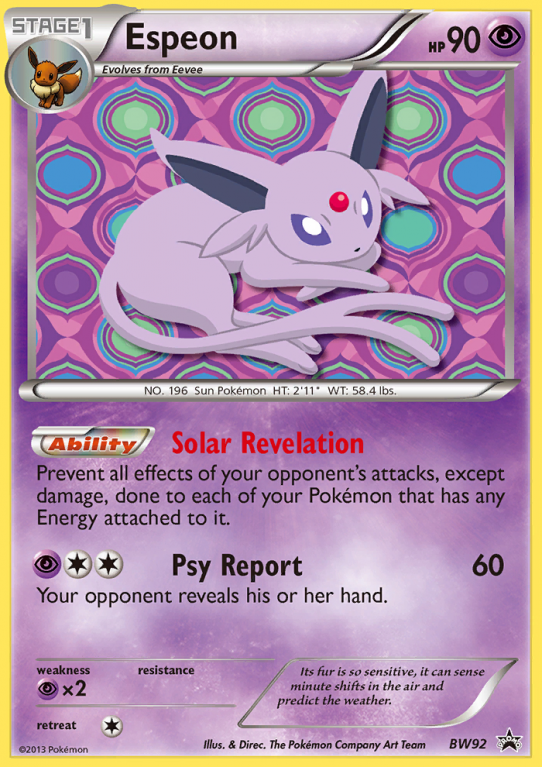 Espeon BW92/101 Black & White BW Black Star Promos