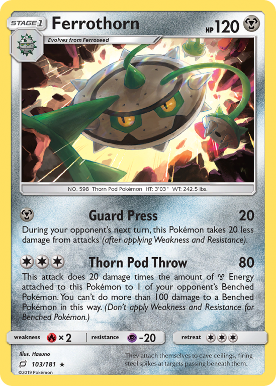 Ferrothorn 103/181 Sun & Moon Team Up