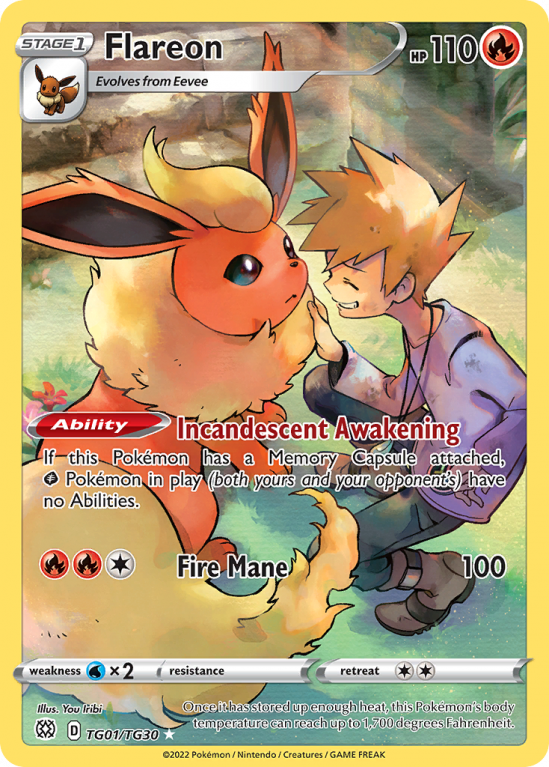 Flareon TG01/30 Sword & Shield Brilliant Stars Trainer Gallery