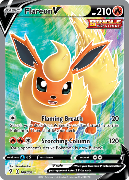 Flareon V 169/203 Sword & Shield Evolving Skies