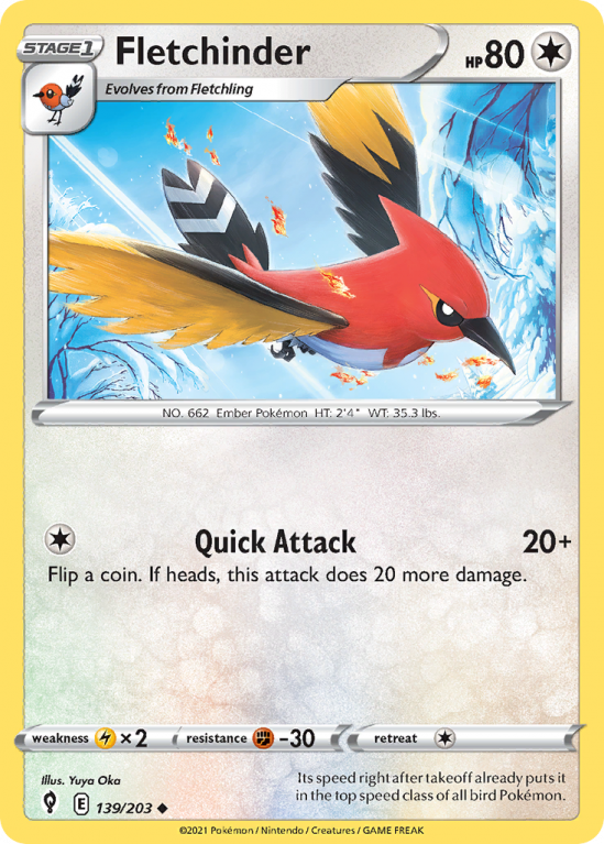 Fletchinder 139/203 Sword & Shield Evolving Skies