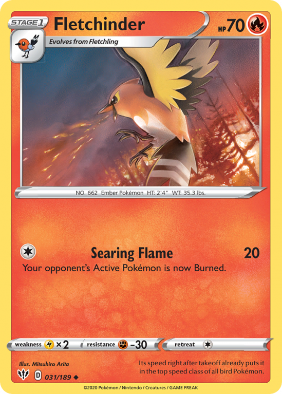Fletchinder 31/189 Sword & Shield Darkness Ablaze