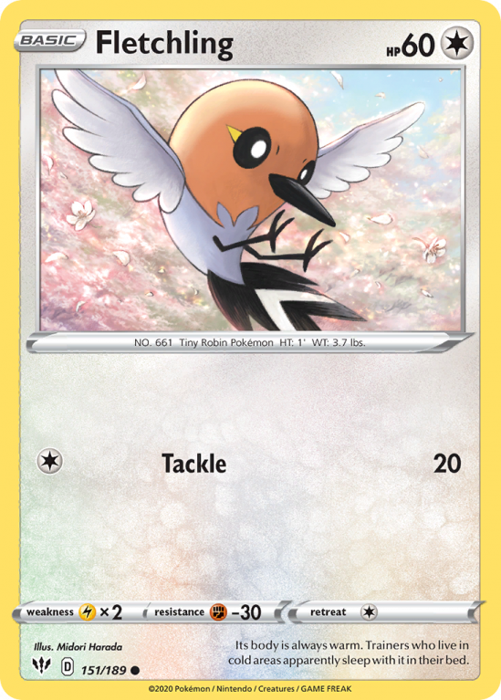 Fletchling 151/189 Sword & Shield Darkness Ablaze