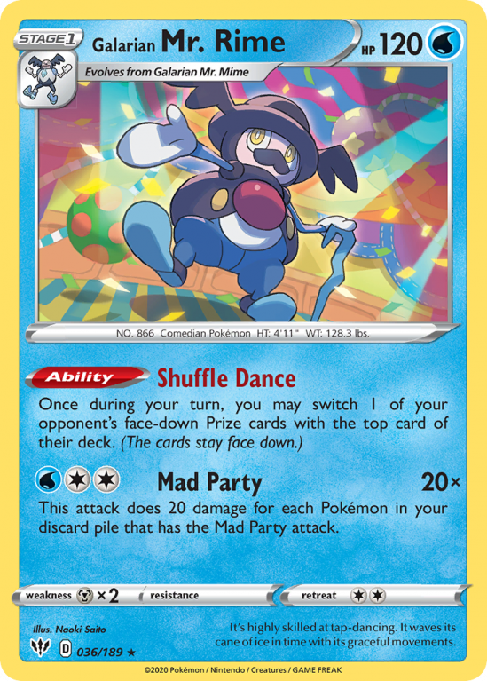 Galarian Mr. Rime 36/189 Sword & Shield Darkness Ablaze