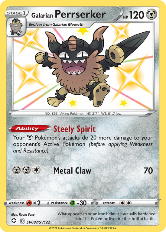 Galarian Perrserker SV087/122 Sword & Shield Shiny Vault