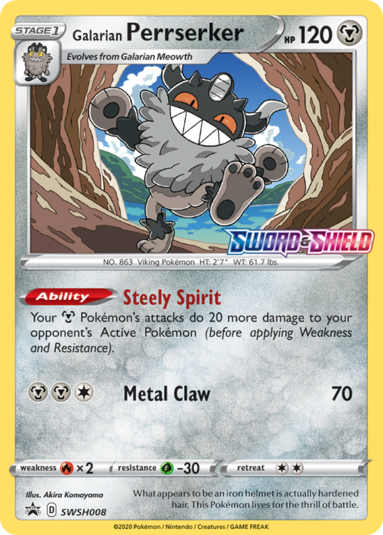 Galarian Perrserker SWSH008/103 Sword & Shield SWSH Black Star Promos