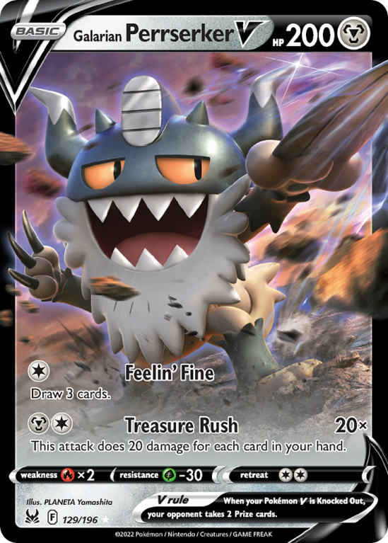 Galarian Perrserker V 129/196 Sword & Shield Lost Origin