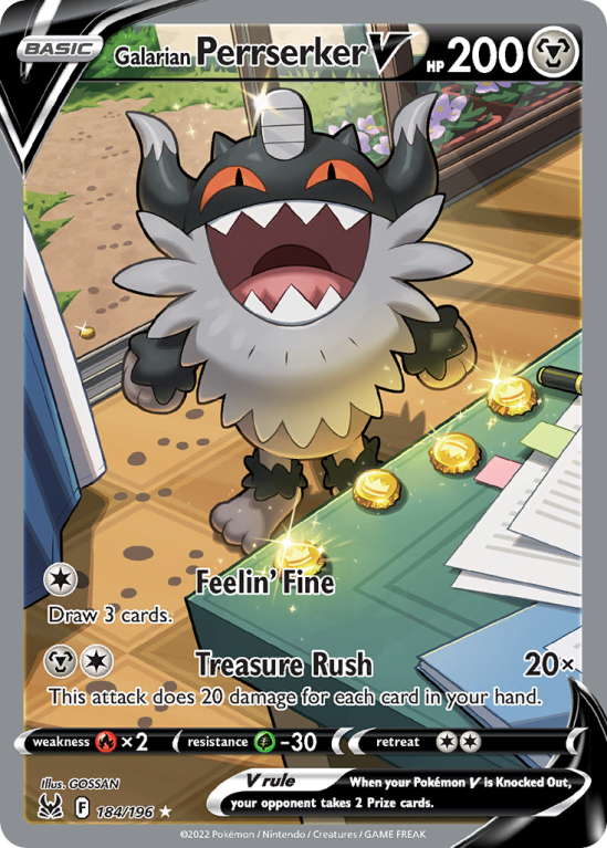 Galarian Perrserker V 184/196 Sword & Shield Lost Origin