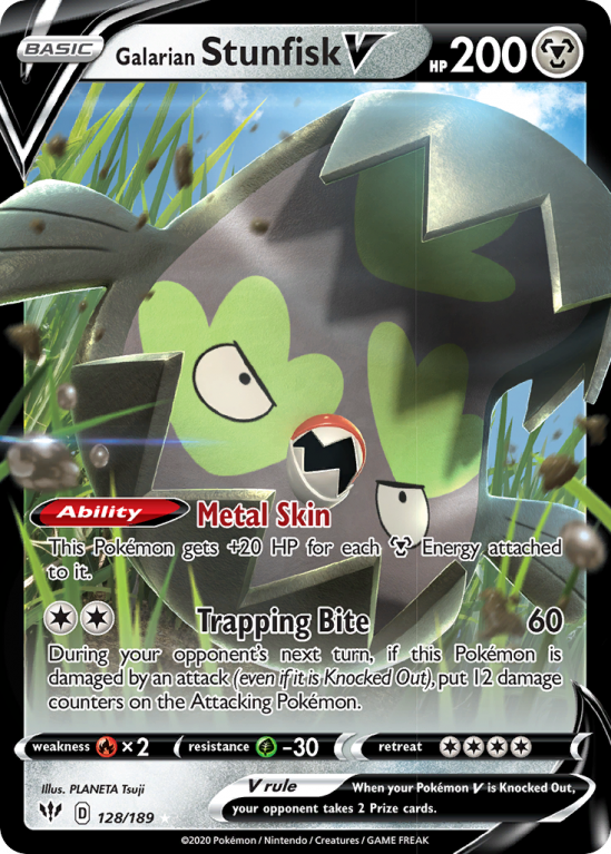 Galarian Stunfisk V 128/189 Sword & Shield Darkness Ablaze