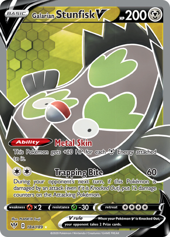 Galarian Stunfisk V 184/189 Sword & Shield Darkness Ablaze
