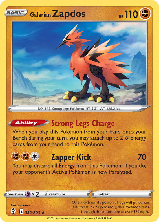 Galarian Zapdos 82/203 Sword & Shield Evolving Skies
