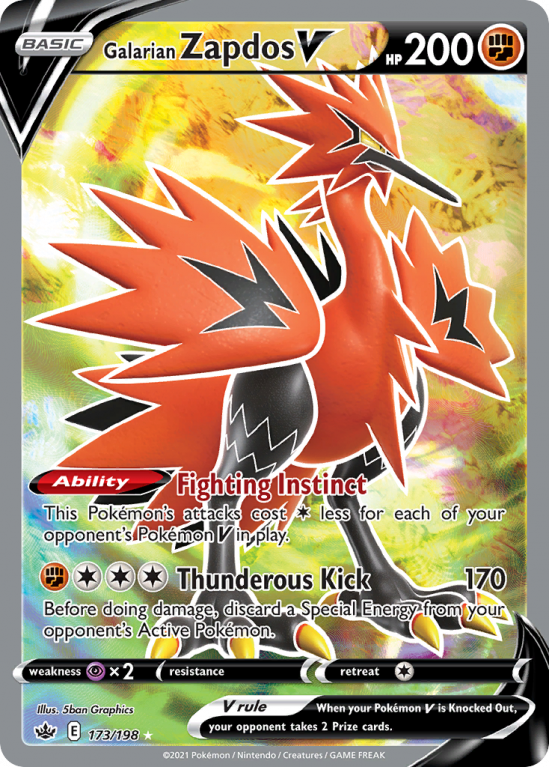 Galarian Zapdos V 173/198 Sword & Shield Chilling Reign