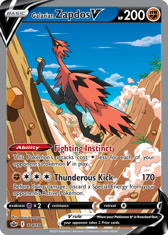 Galarian Zapdos V 174/198 Sword & Shield Chilling Reign