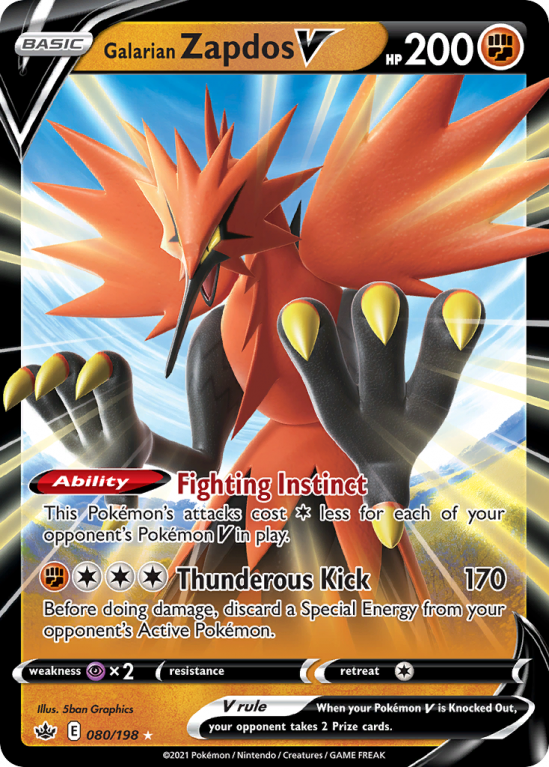 Galarian Zapdos V 80/198 Sword & Shield Chilling Reign