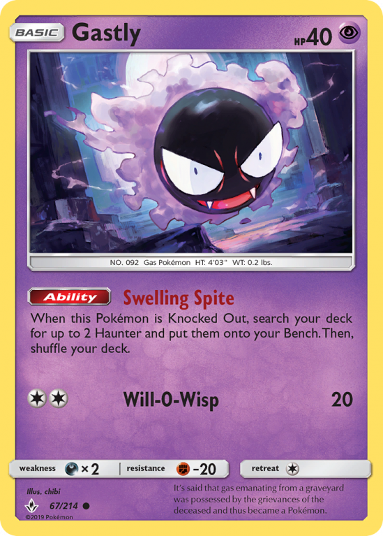 Gastly 67/214 Sun & Moon Unbroken Bonds