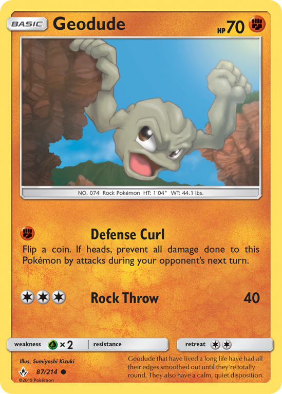 Geodude 87/214 Sun & Moon Unbroken Bonds