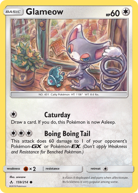 Glameow 159/214 Sun & Moon Unbroken Bonds