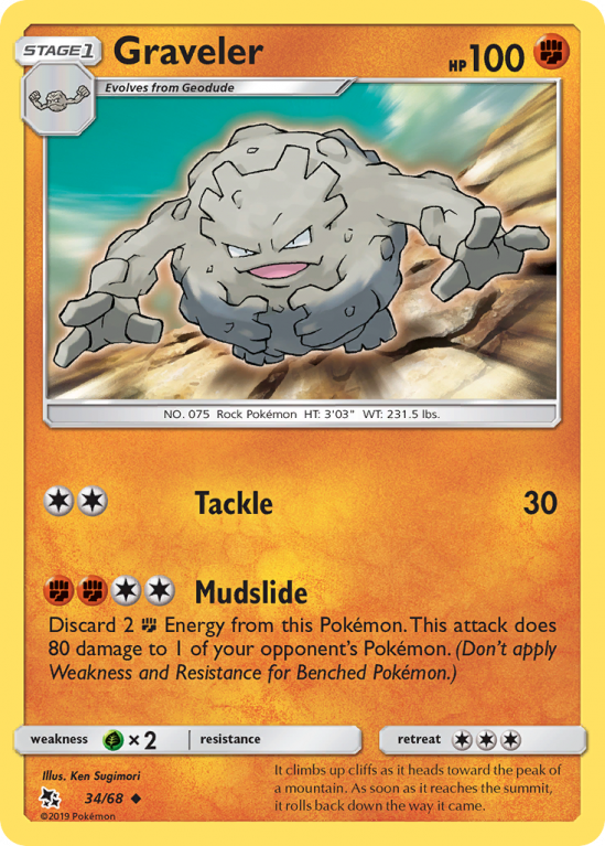 Graveler 34/68 Sun & Moon Hidden Fates