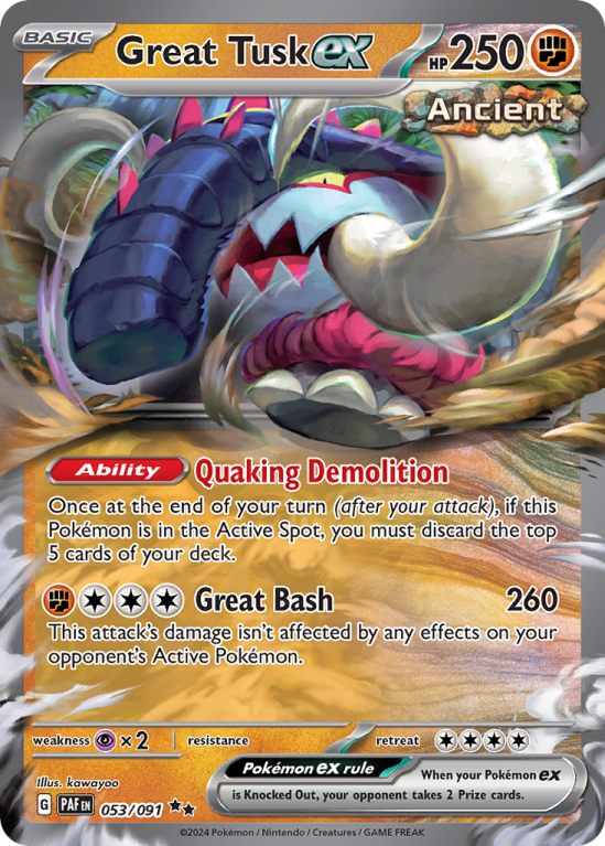 Great Tusk ex 53/91 Scarlet & Violet Paldean Fates