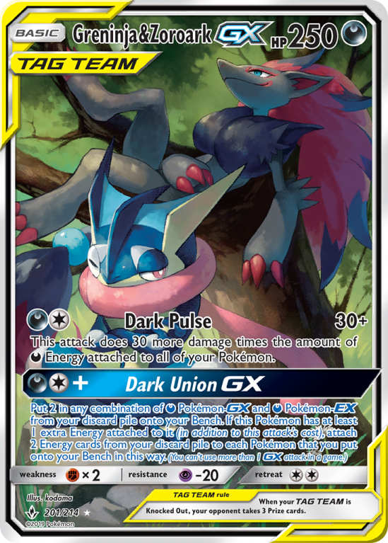 Greninja & Zoroark-GX 201/214 Sun & Moon Unbroken Bonds