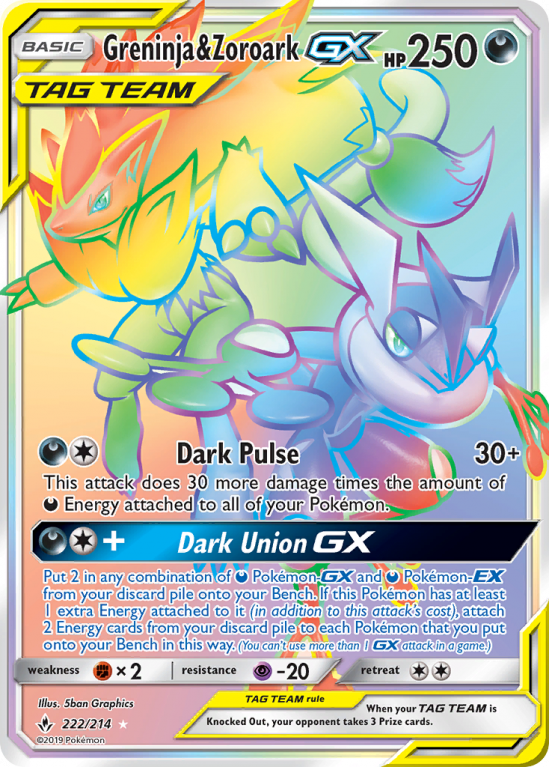 Greninja & Zoroark-GX 222/214 Sun & Moon Unbroken Bonds