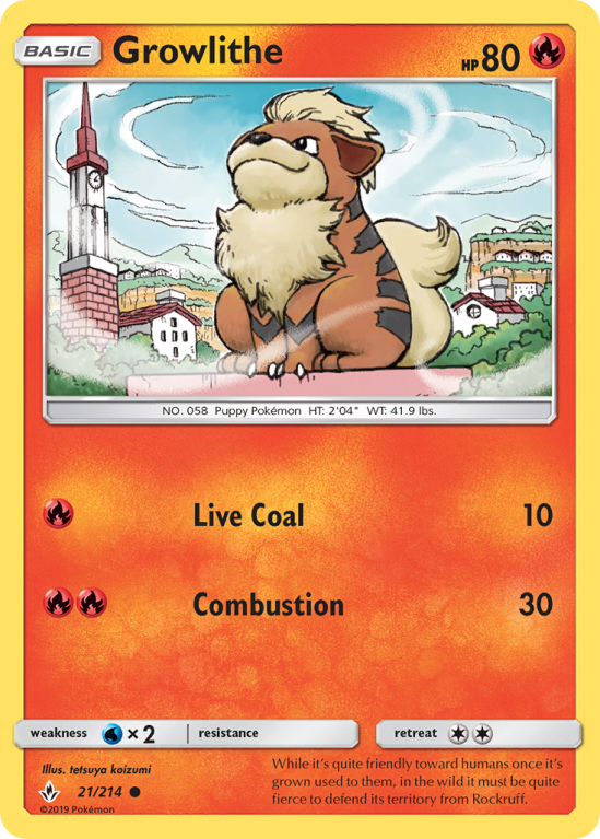 Growlithe 21/214 Sun & Moon Unbroken Bonds