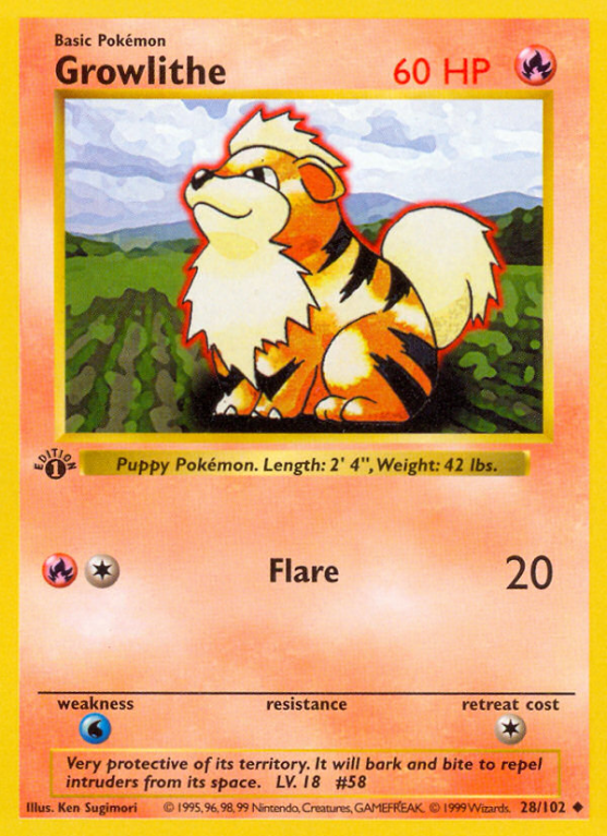 Growlithe 28/102 Base Base Set