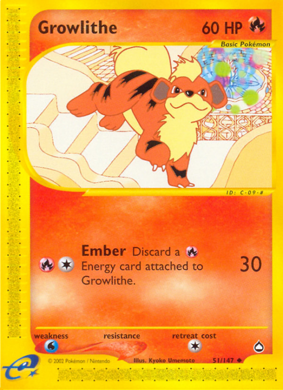 Growlithe 51/186 E-Card Aquapolis