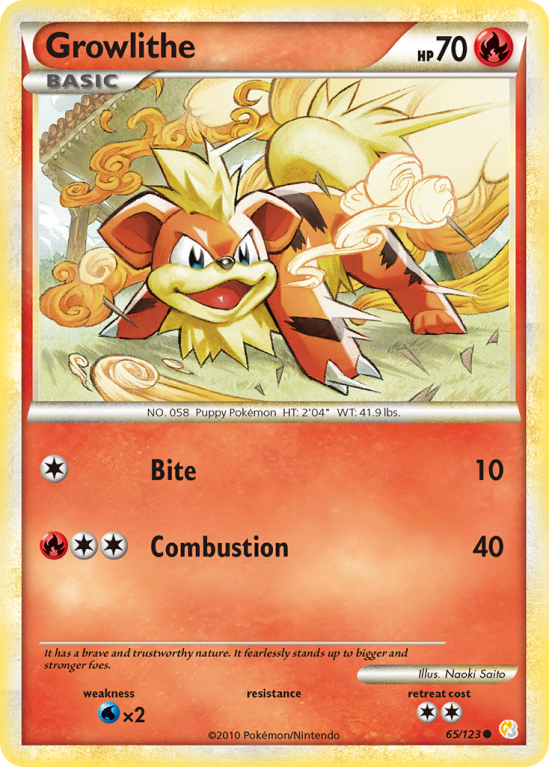 Growlithe 65/123 HeartGold & SoulSilver HeartGold & SoulSilver