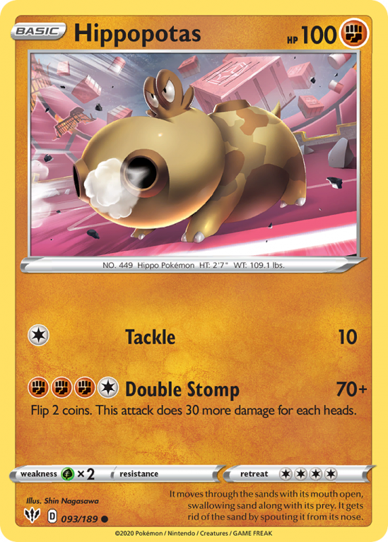 Hippopotas 93/189 Sword & Shield Darkness Ablaze