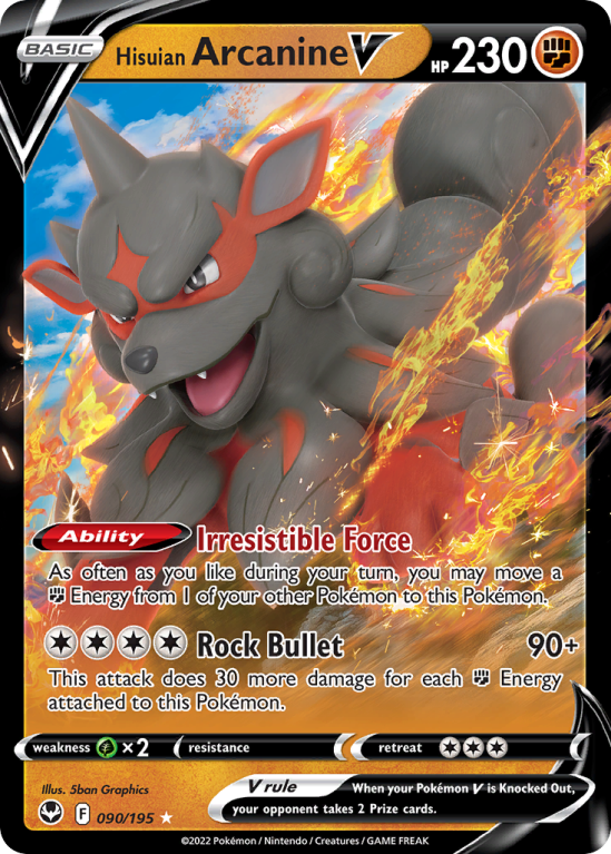 Hisuian Arcanine V 90/195 Sword & Shield Silver Tempest