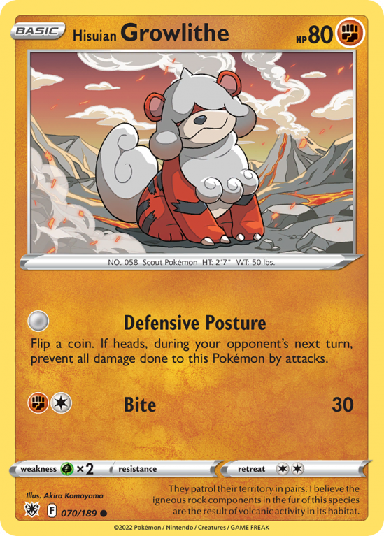 Hisuian Growlithe 70/189 Sword & Shield Astral Radiance