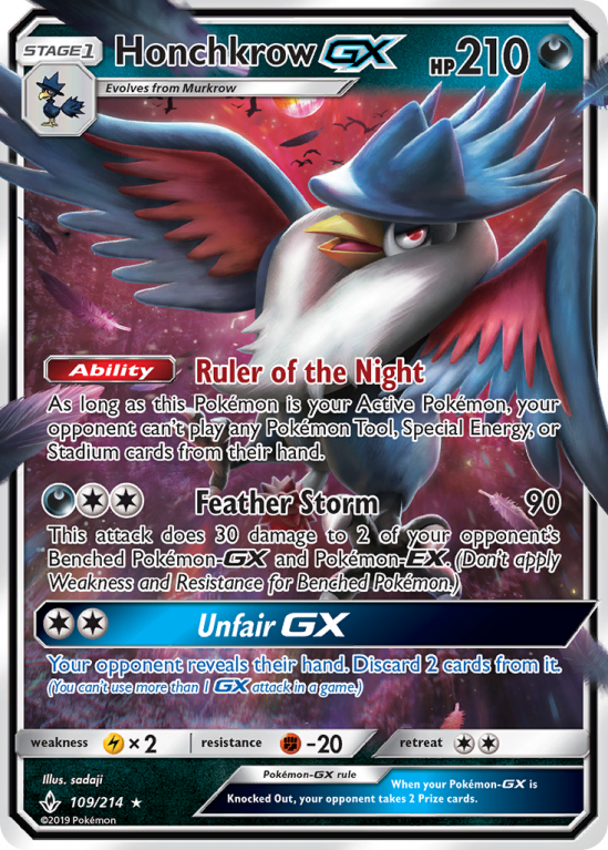 Honchkrow-GX 109/214 Sun & Moon Unbroken Bonds