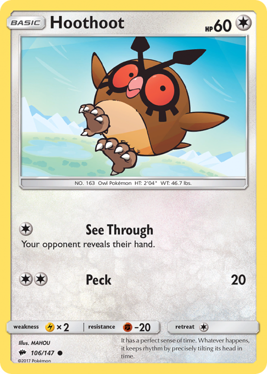 Hoothoot 106/147 Sun & Moon Burning Shadows