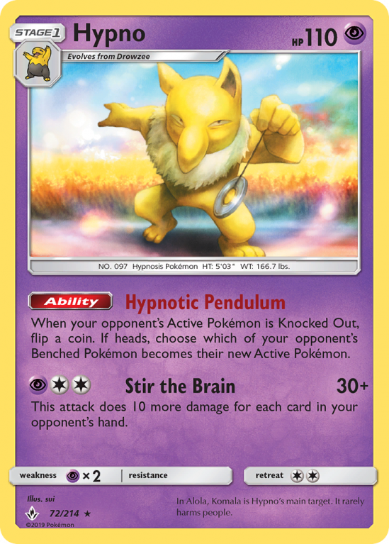 Hypno 72/214 Sun & Moon Unbroken Bonds
