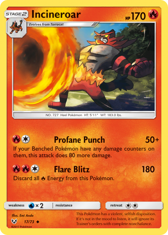 Incineroar 17/73 Sun & Moon Shining Legends