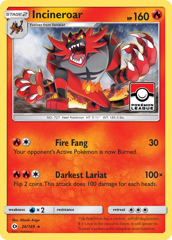 Incineroar 26/149 Sun & Moon Sun & Moon