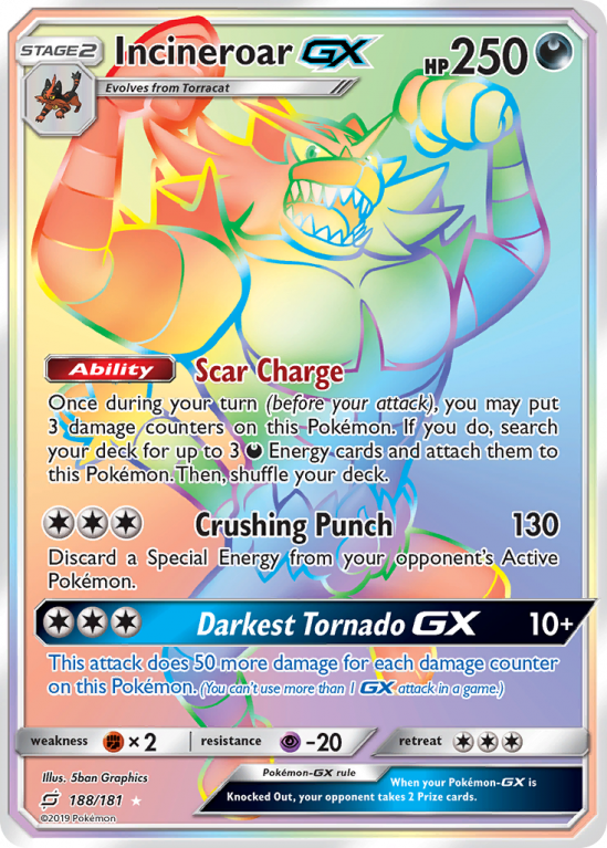 Incineroar-GX 188/181 Sun & Moon Team Up