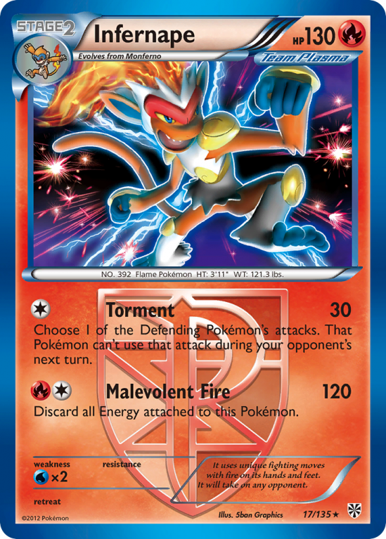 Infernape 17/135 Black & White Plasma Storm