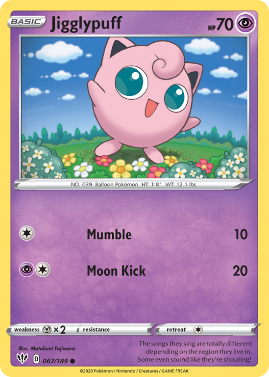 Jigglypuff 67/189 Sword & Shield Darkness Ablaze