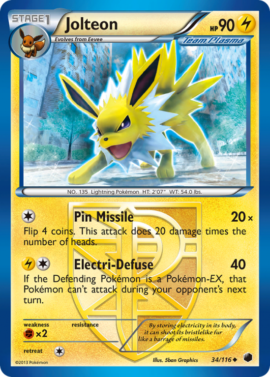 Jolteon 34/116 Black & White Plasma Freeze