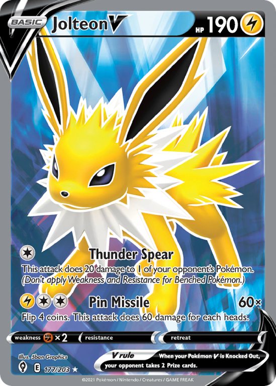 Jolteon V 177/203 Sword & Shield Evolving Skies