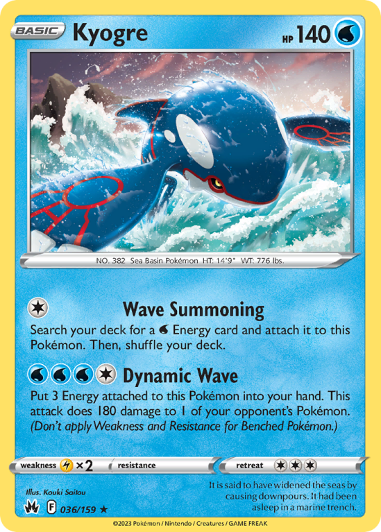 Kyogre 36/159 Sword & Shield Crown Zenith