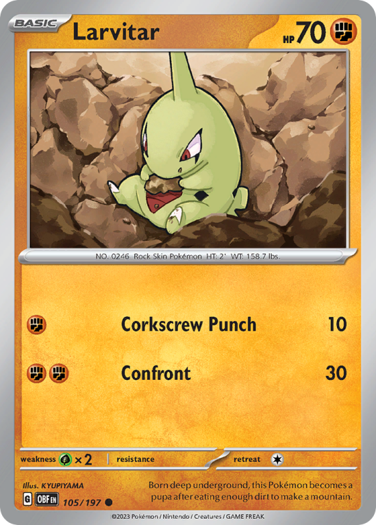 Larvitar 105/197 Scarlet & Violet Obsidian Flames