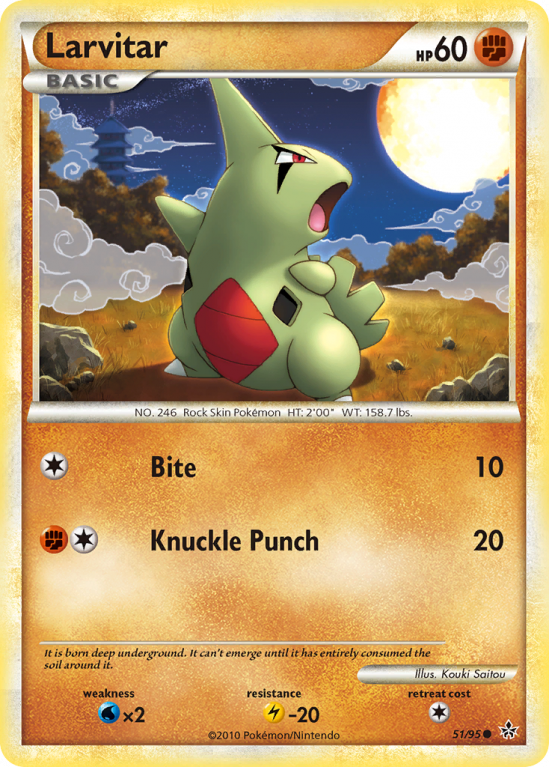 Larvitar 51/95 HeartGold & SoulSilver HS—Unleashed