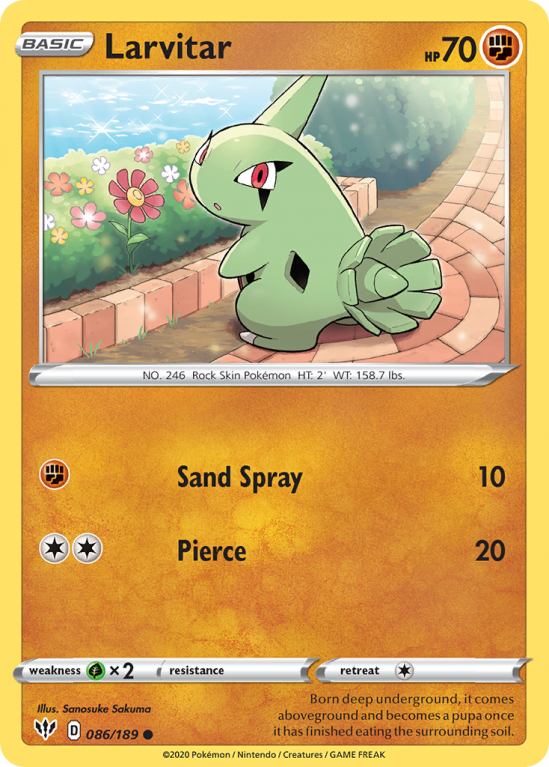Larvitar 86/189 Sword & Shield Darkness Ablaze