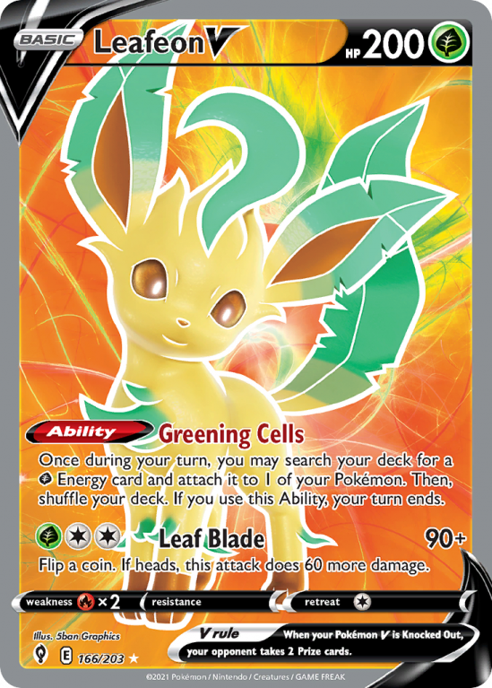 Leafeon V 166/203 Sword & Shield Evolving Skies