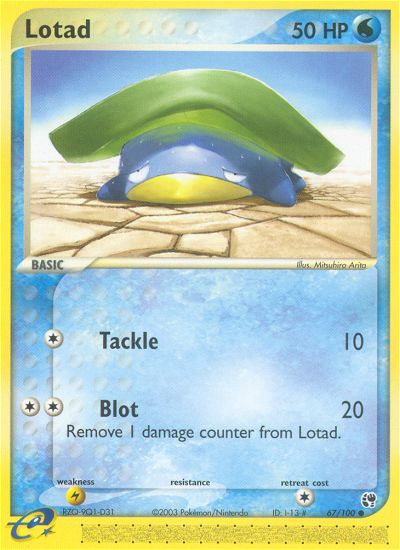 Lotad 67/100 EX Sandstorm