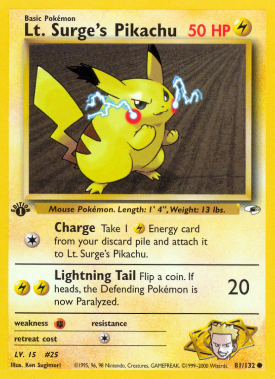 Lt. Surge's Pikachu 81/132 Gym Gym Heroes