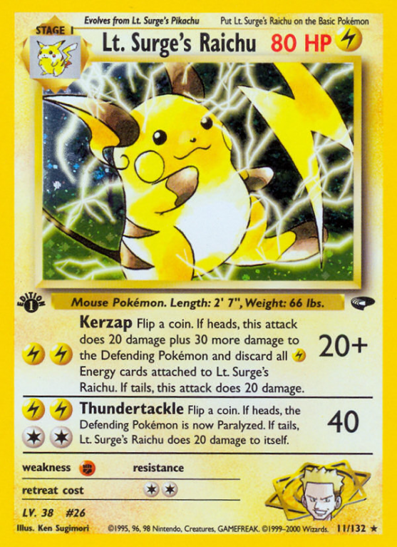Lt. Surge's Raichu 11/132 Gym Gym Challenge